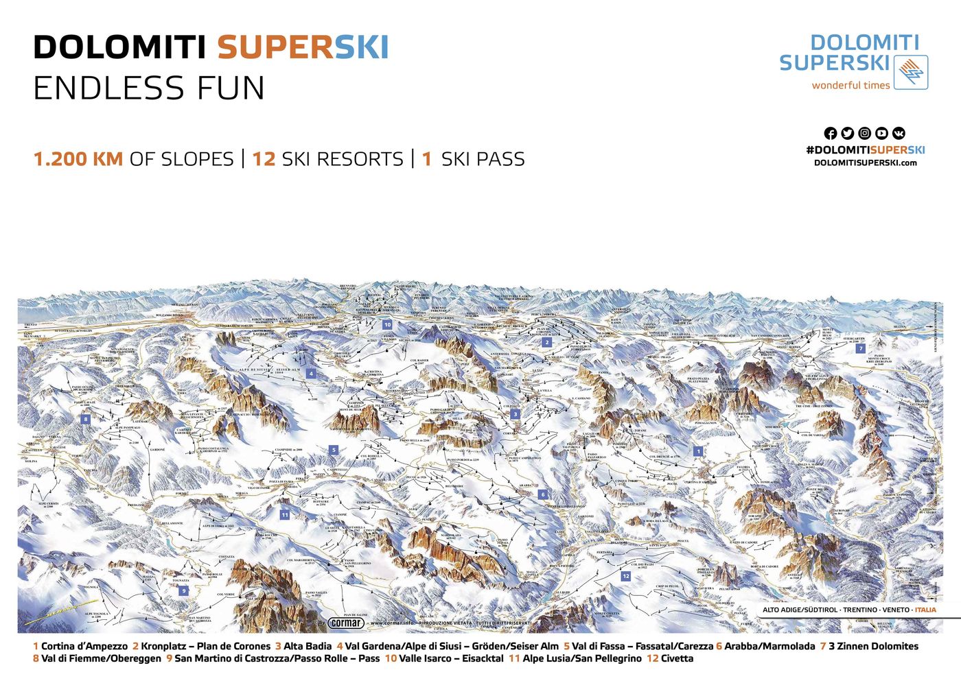 piste map for Dolomiti Superski