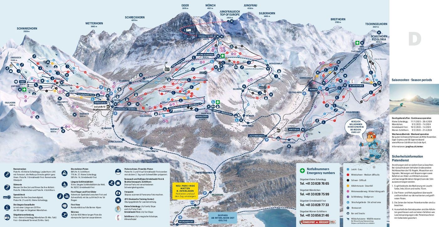 piste map for Jungfrau Region