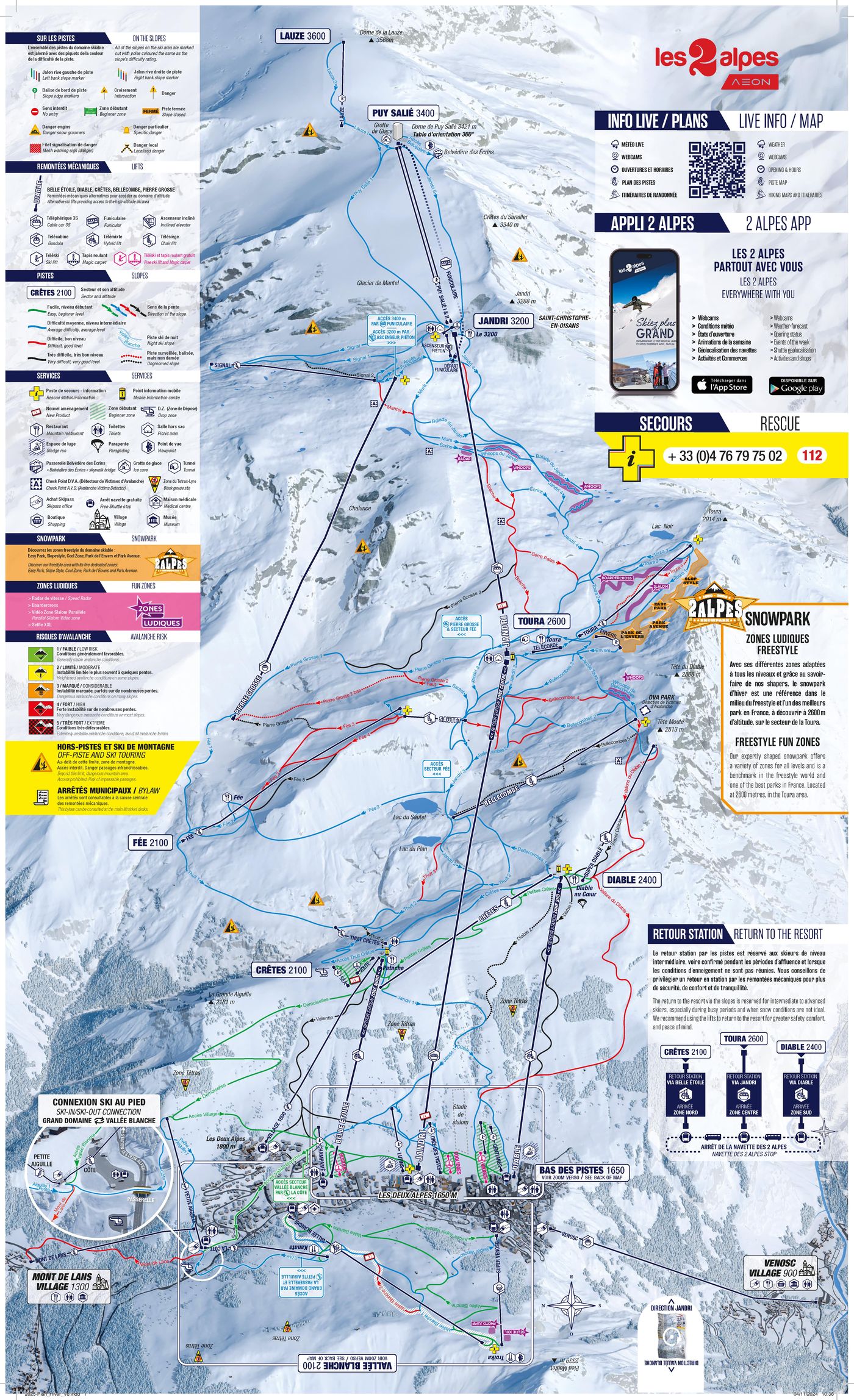 piste map for Les 2 Alpes