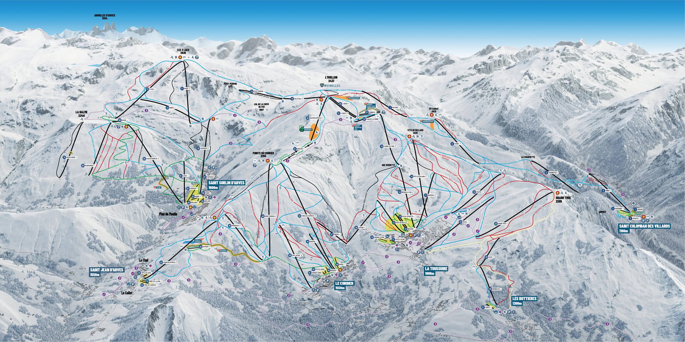piste map for Les Sybelles