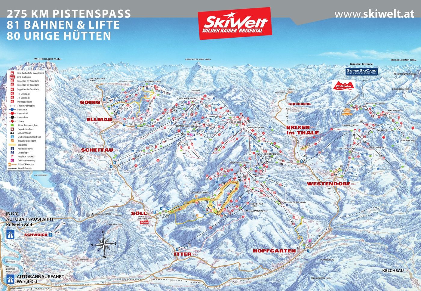 piste map for SkiWelt Wilder Kaiser - Brixental