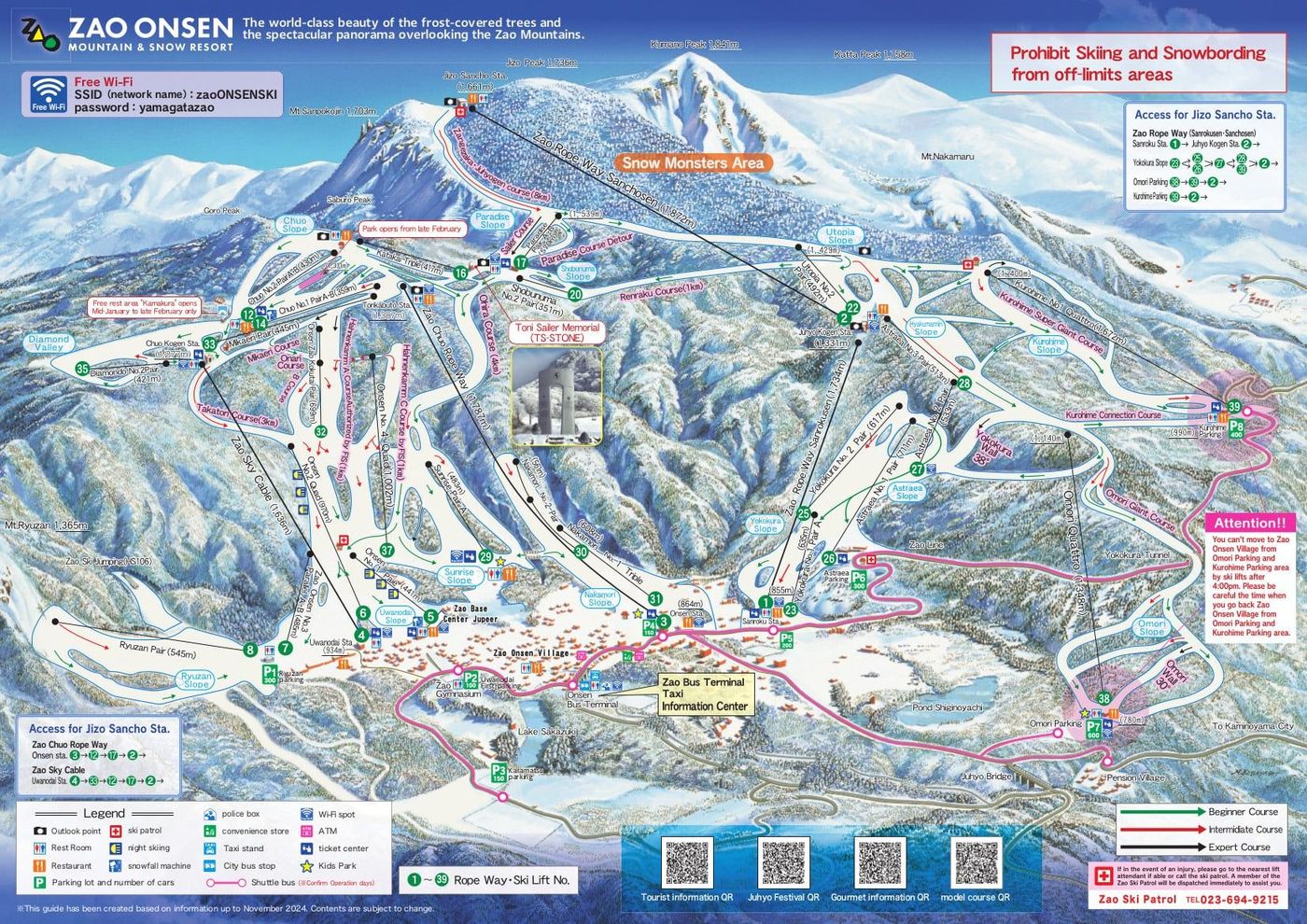 piste map for Zao Onsen