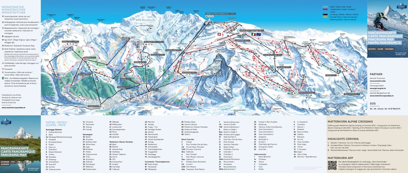 piste map for Zermatt