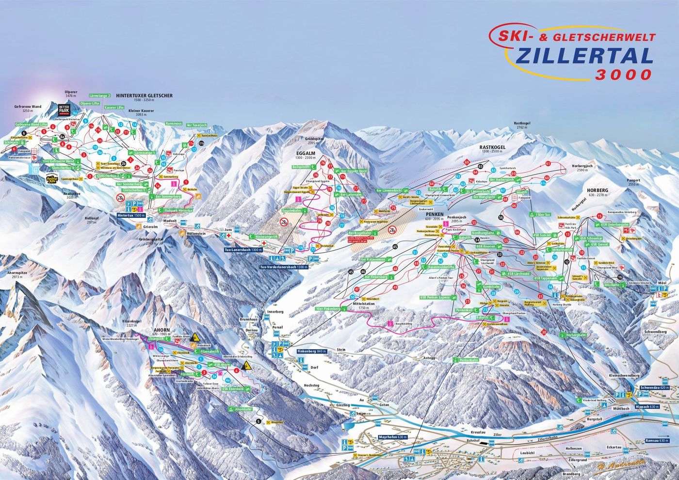 piste map for Zillertal 3000