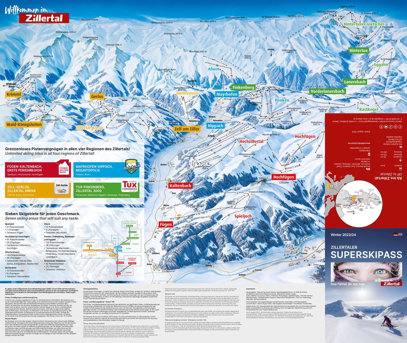 piste map for Zillertal Arena