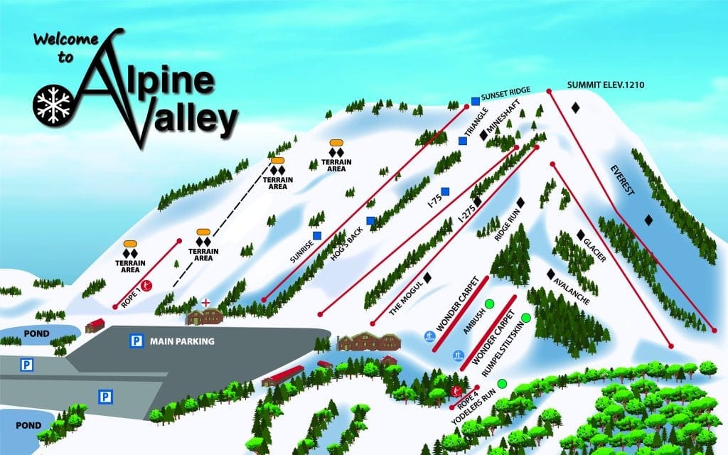 piste map for Alpine Valley (MI)
