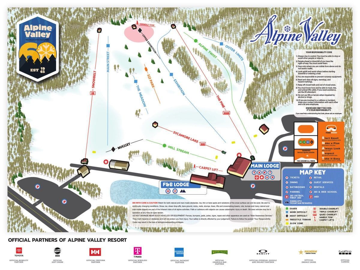 piste map for Alpine Valley (OH)