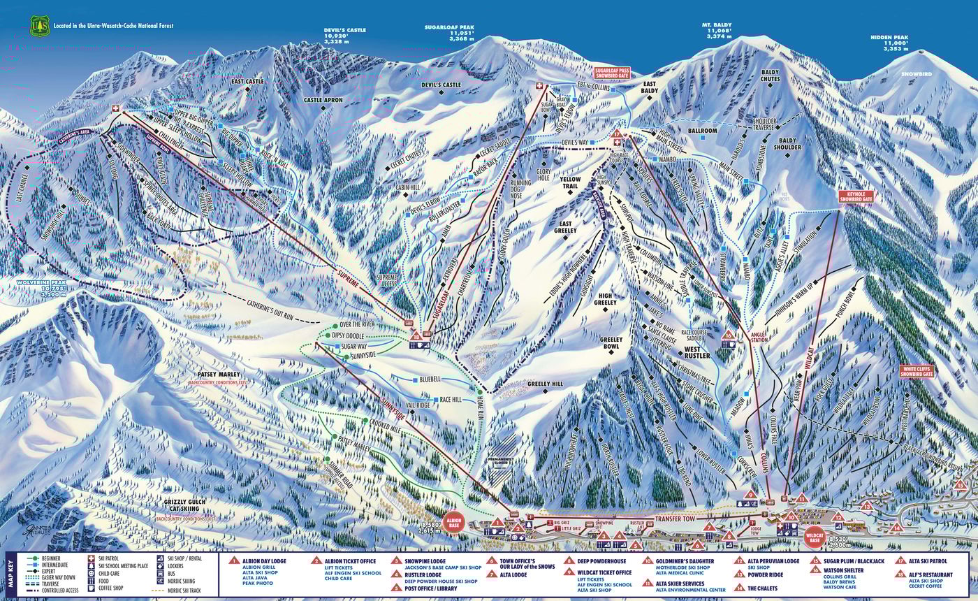 piste map for Alta Ski Area