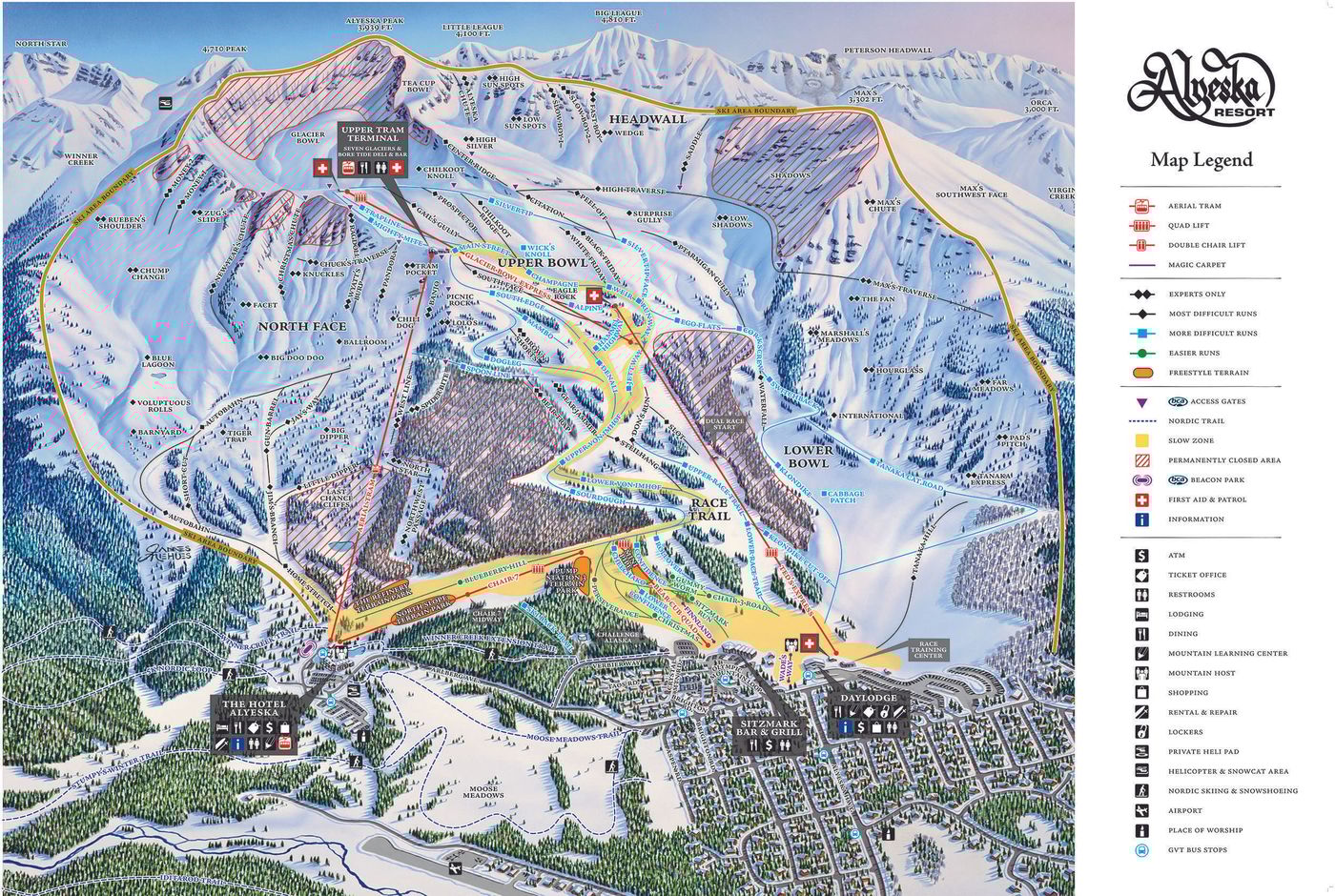 piste map for Alyeska Resort