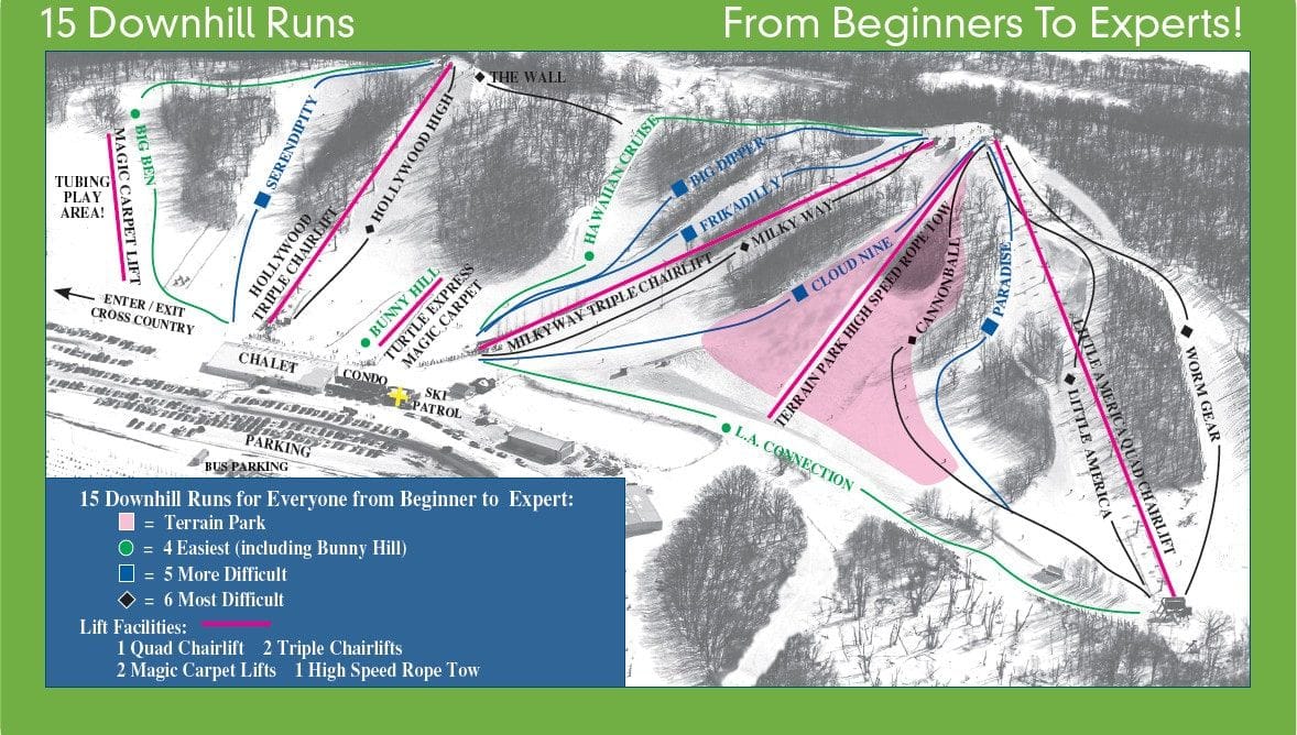 piste map for Andes Tower Hills Ski Area