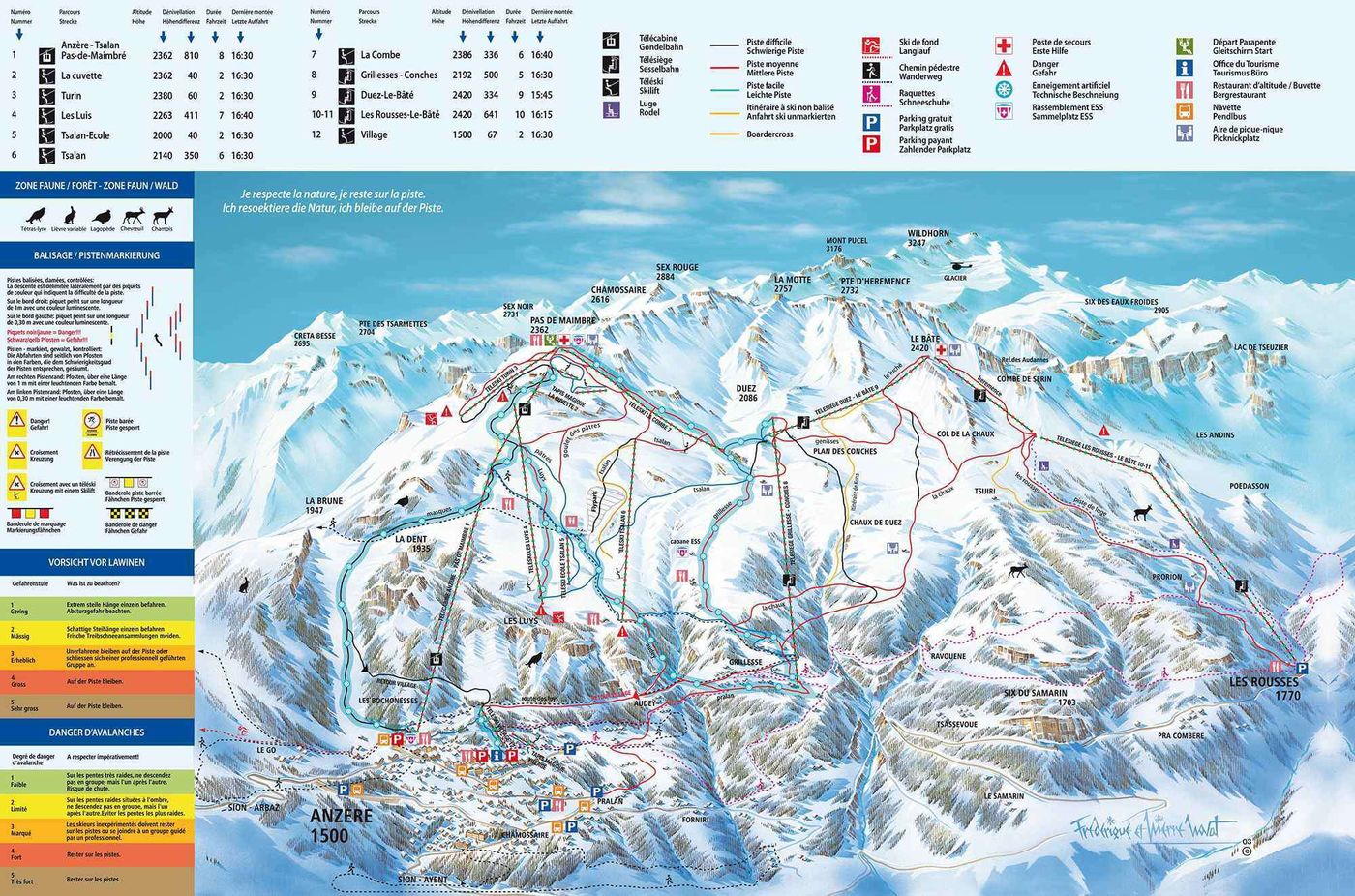 piste map for Anzère