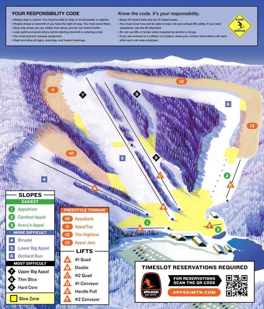 piste map for Appalachian Ski Mountain