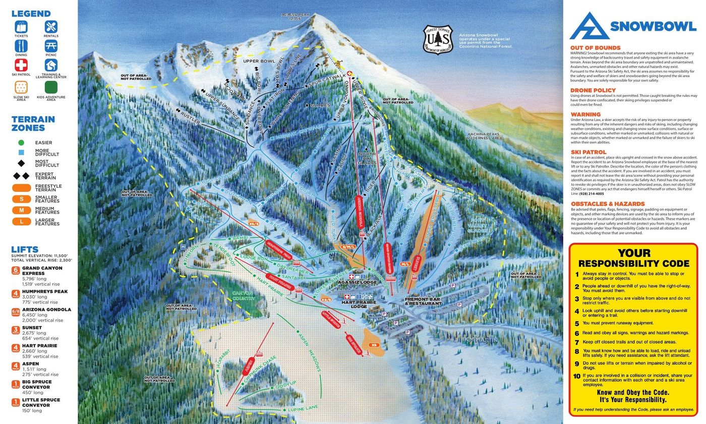 piste map for Arizona Snowbowl