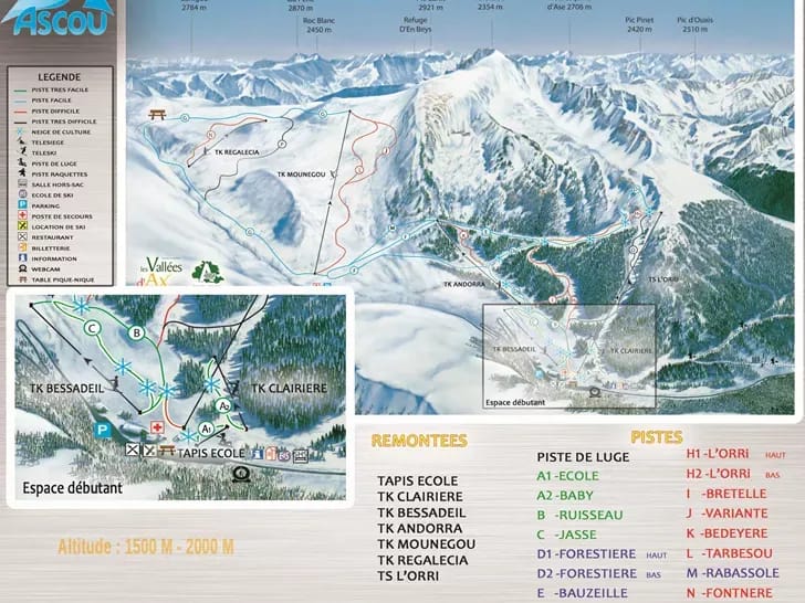 piste map for Ascou Pailhères
