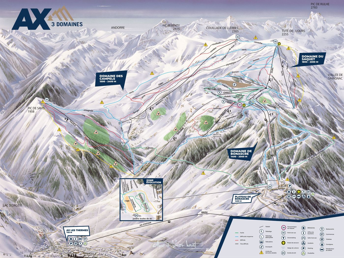 piste map for Ax 3 Domaines