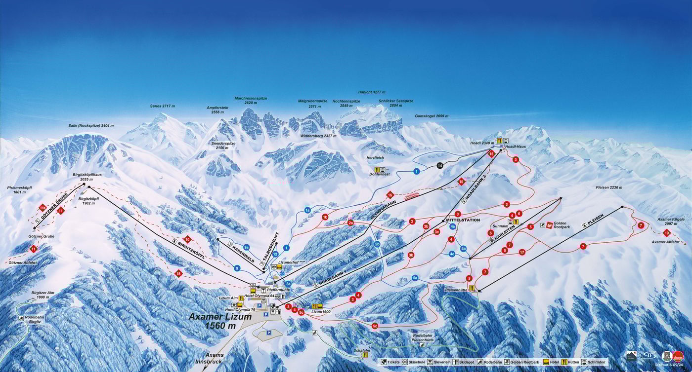 piste map for Axamer - Lizum