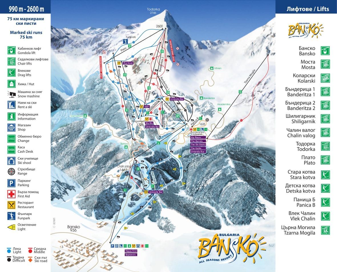 piste map for Bansko
