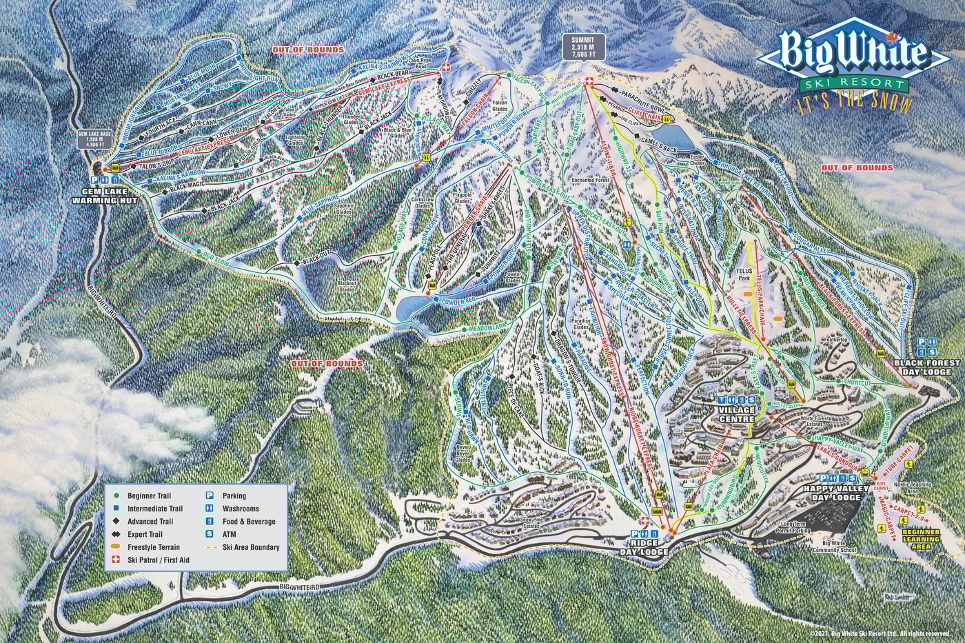 piste map for Big White