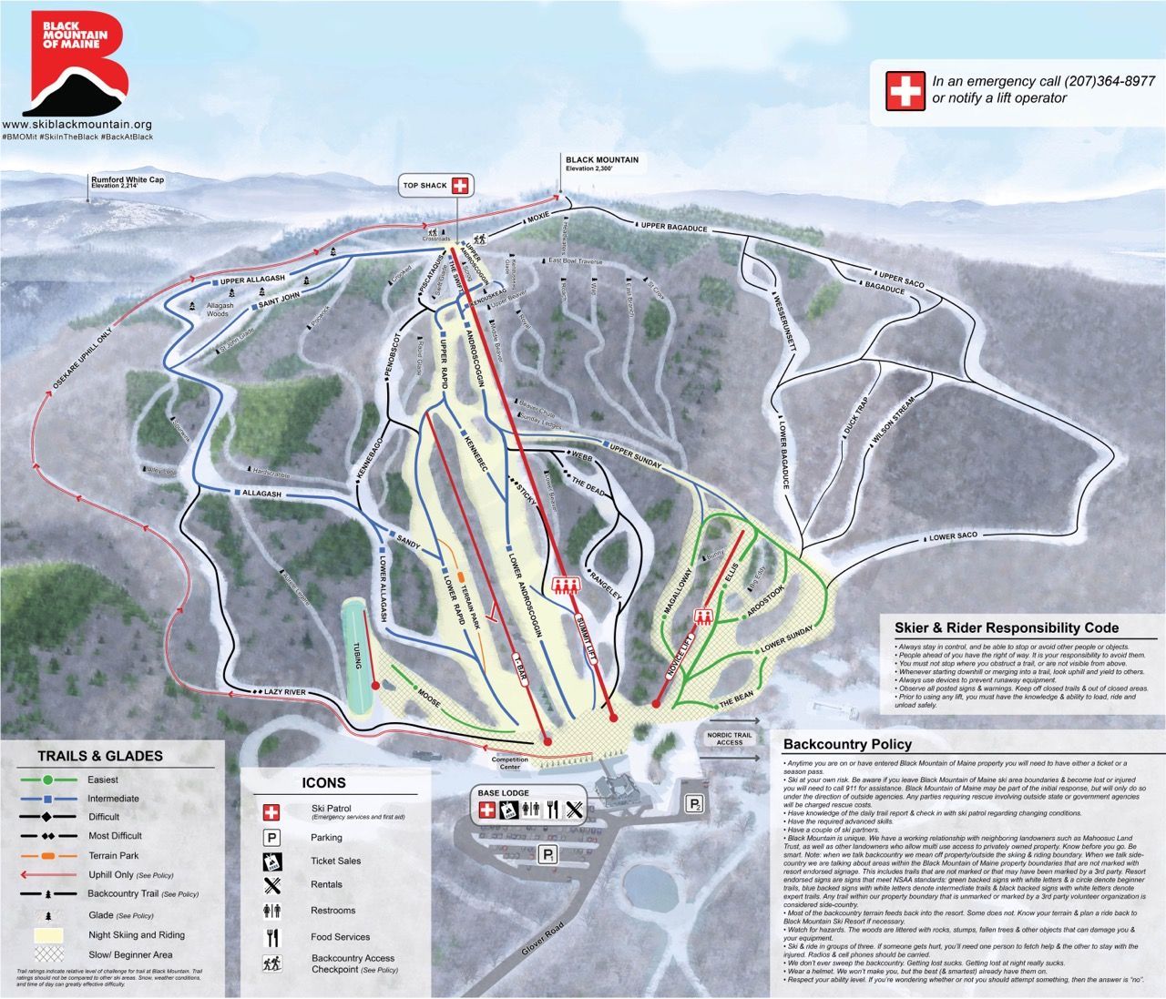piste map for Black Mountain of Maine