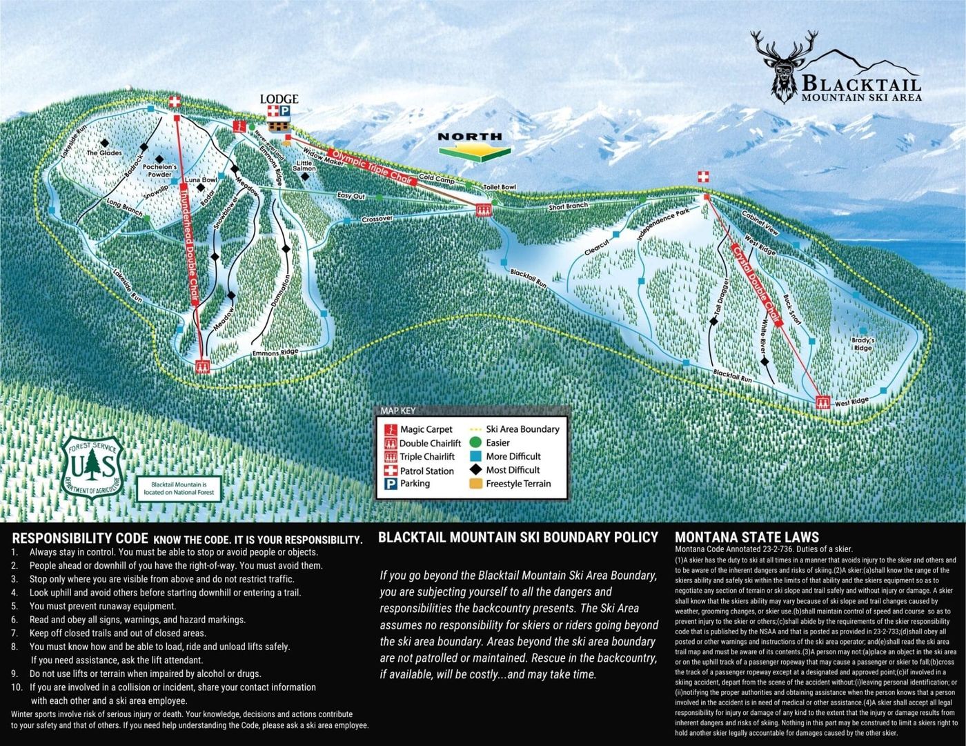 piste map for Blacktail Mountain Ski Area