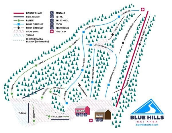 piste map for Blue Hills Ski Area