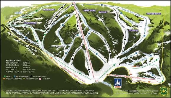 piste map for Bluewood