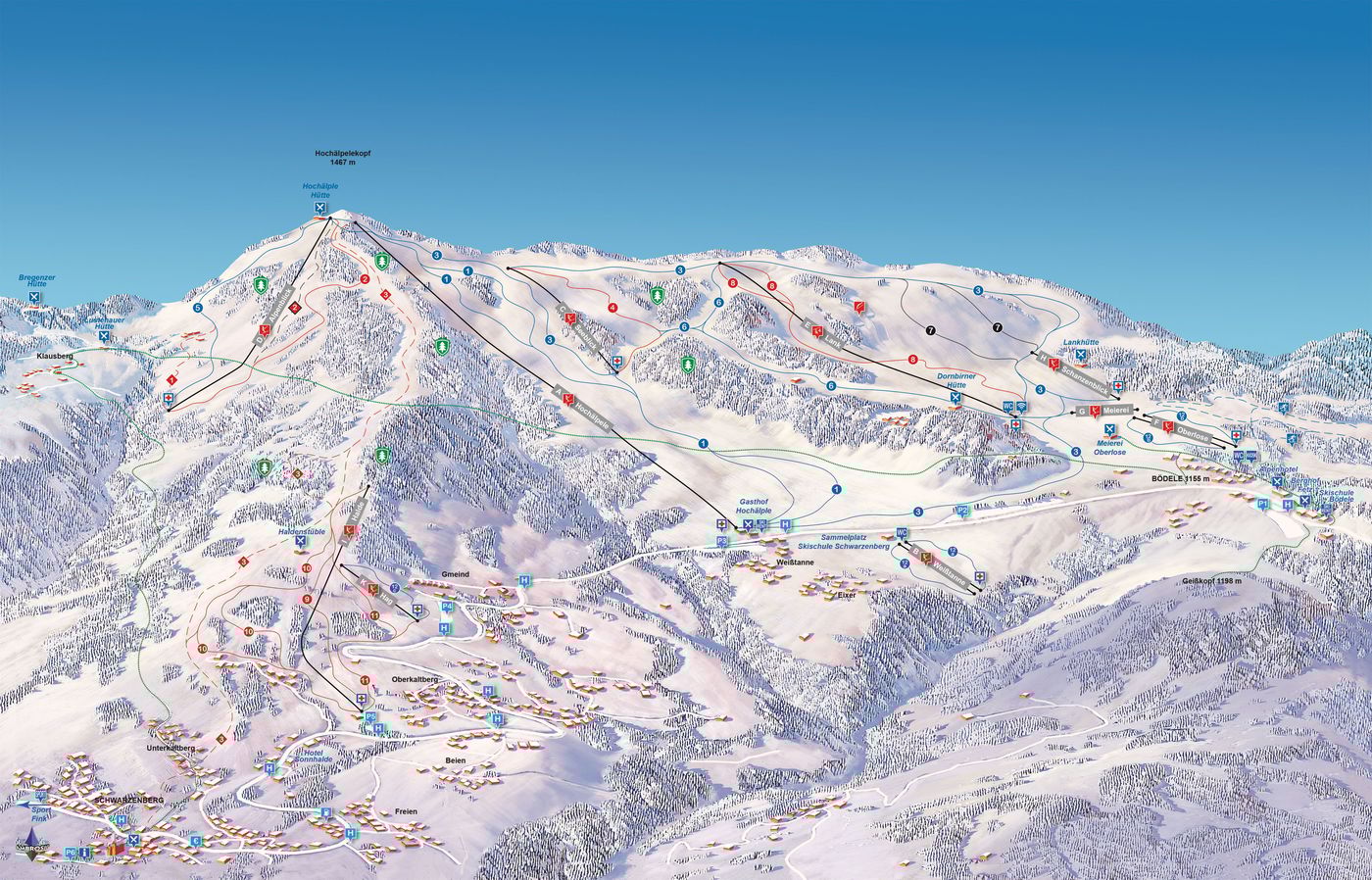piste map for Bödele - Schwarzenberg