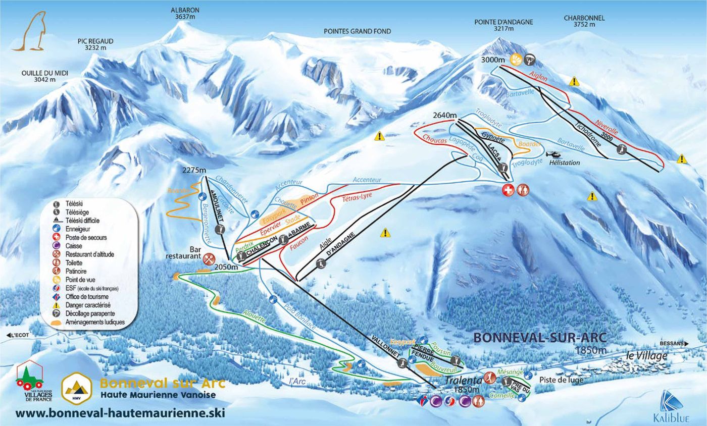 piste map for Bonneval sur Arc