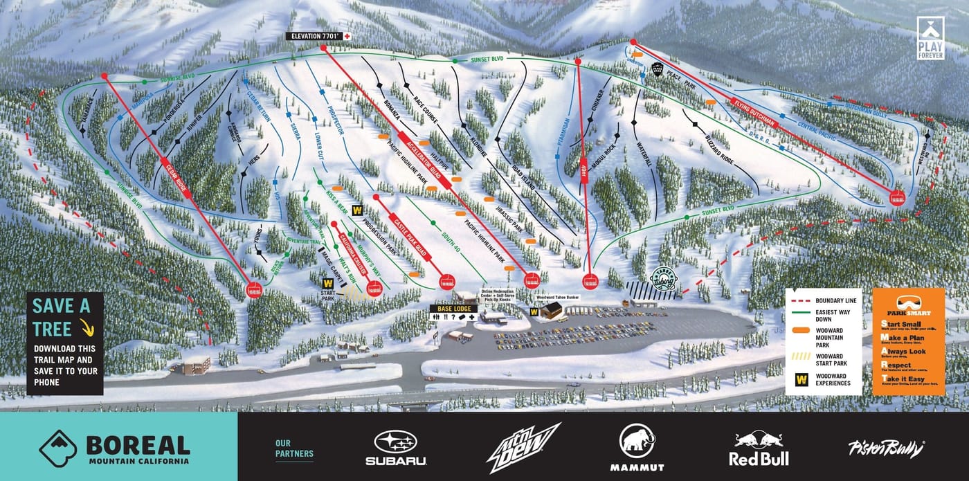 piste map for Boreal Mountain Resort