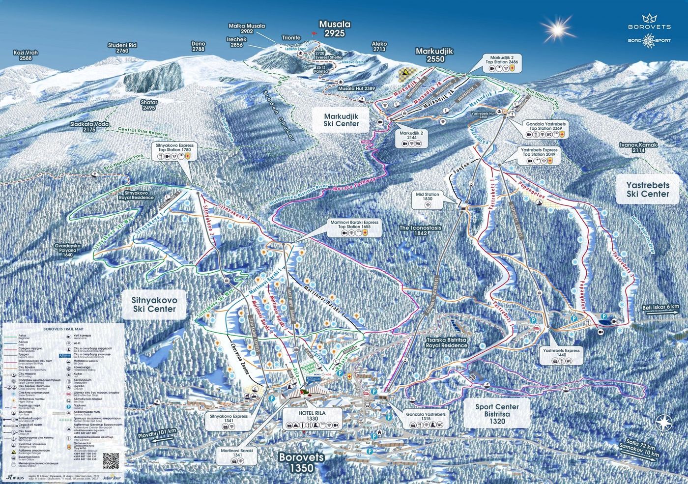 piste map for Borovets