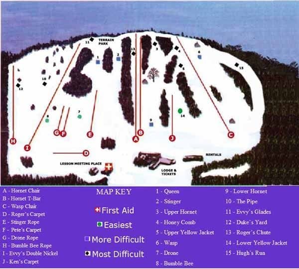 piste map for Bradford Ski Area