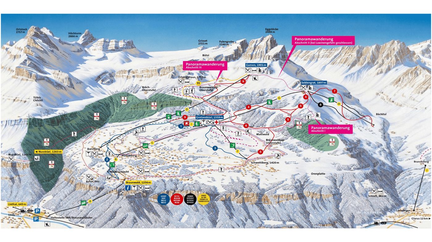 piste map for Braunwald