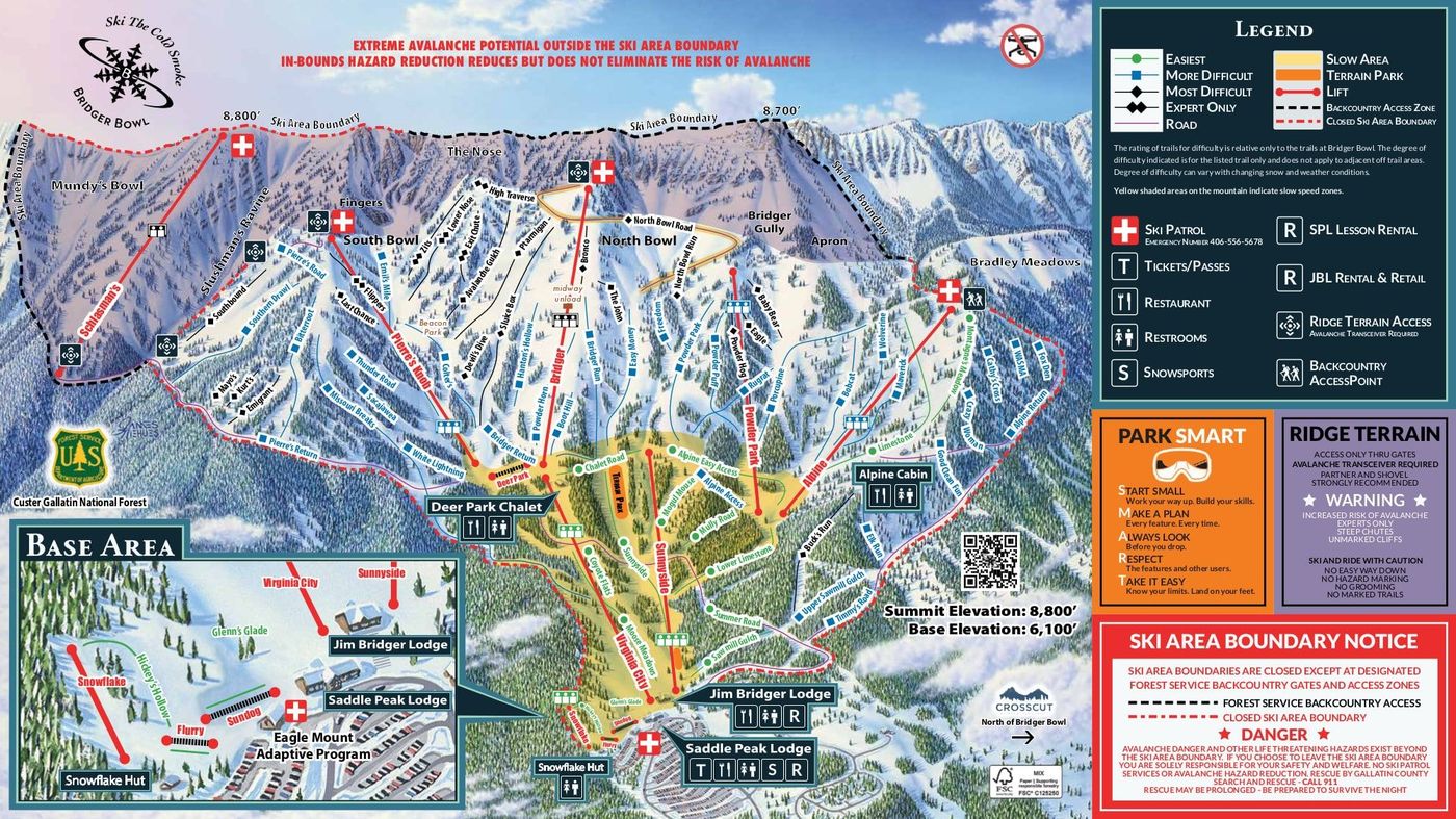 piste map for Bridger Bowl