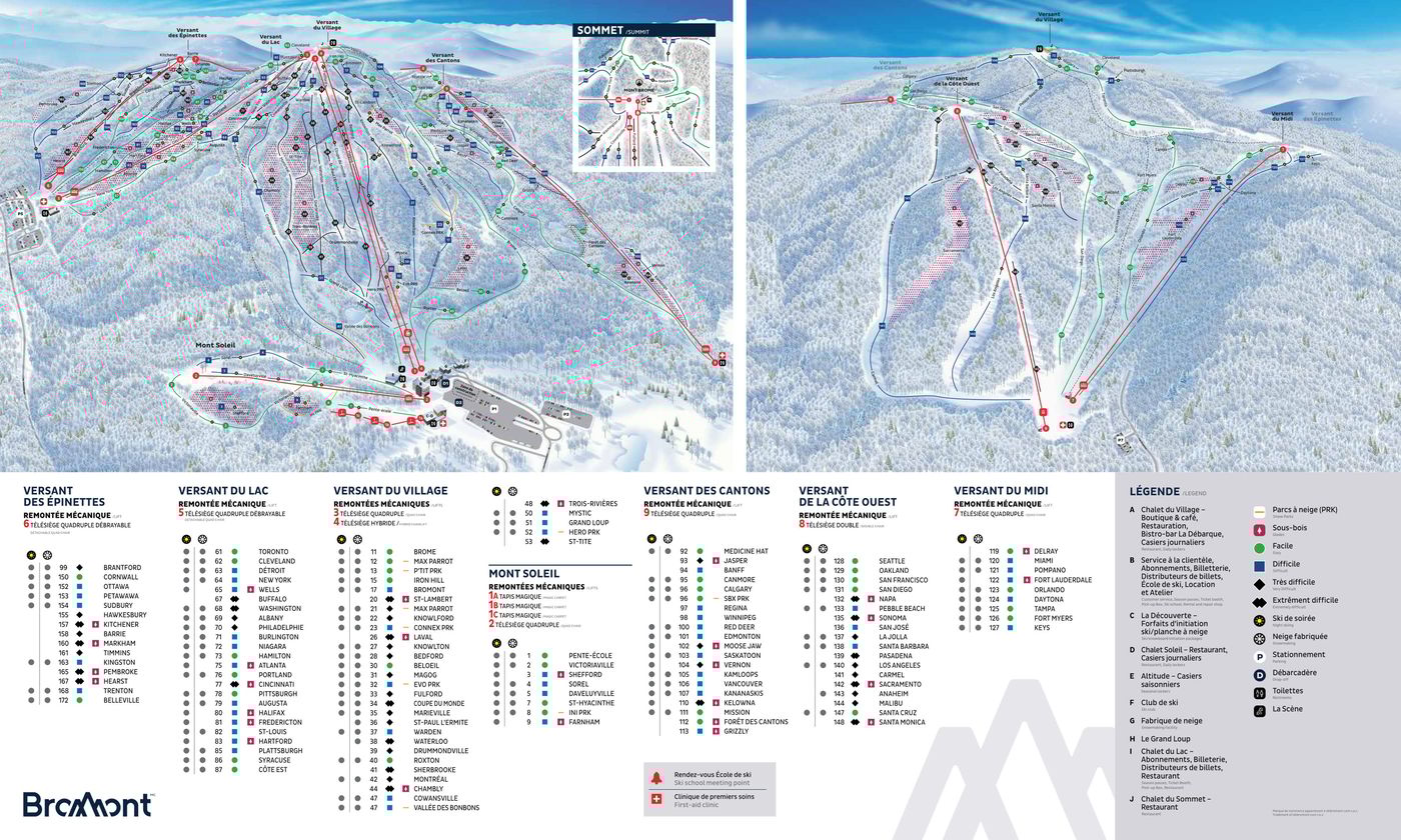piste map for Bromont, montagne d’expériences