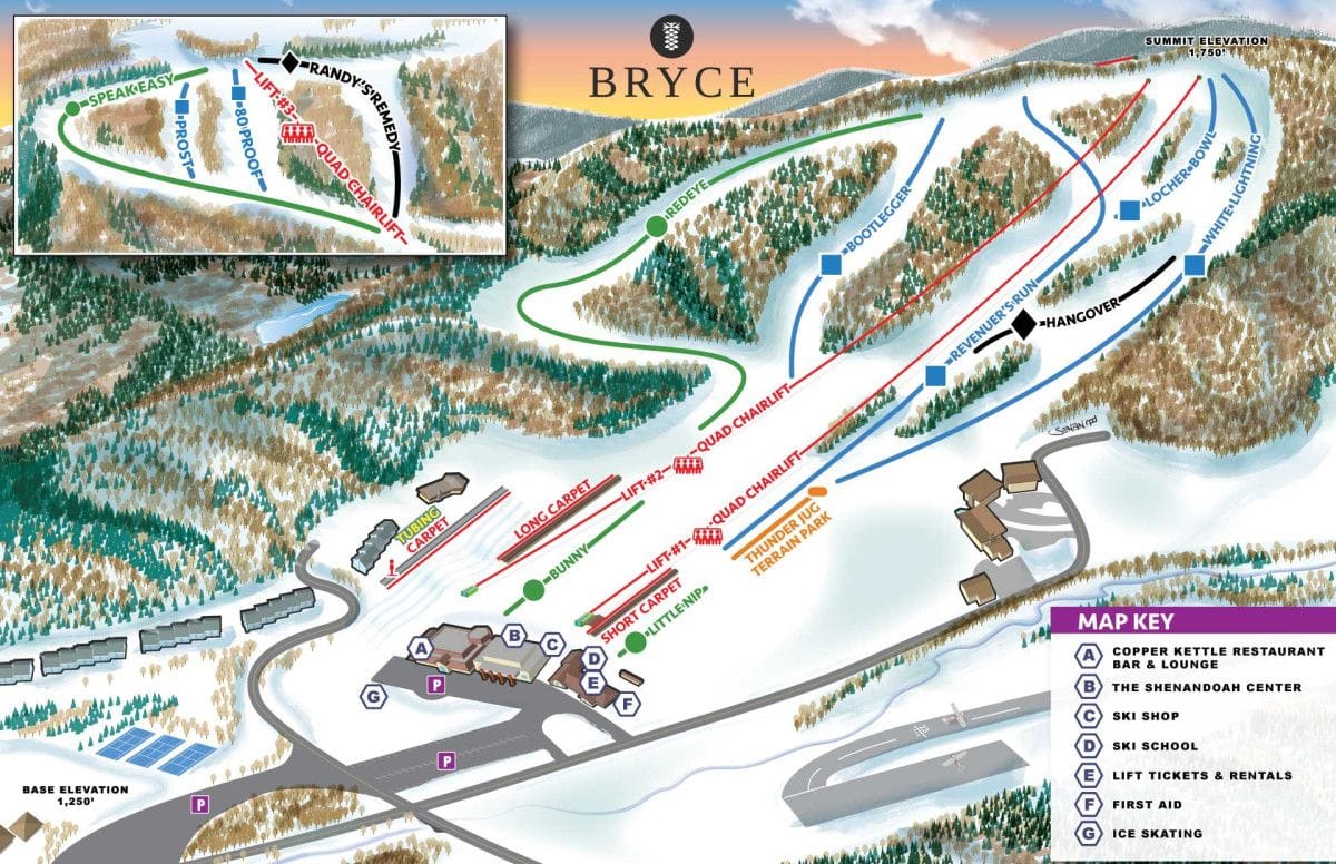 piste map for Bryce Resort