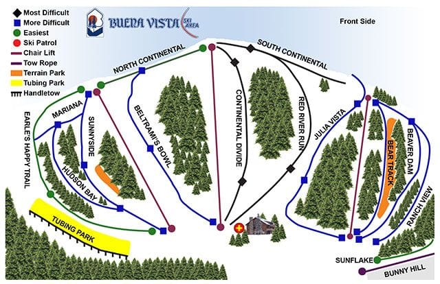 piste map for Buena Vista Ski Area
