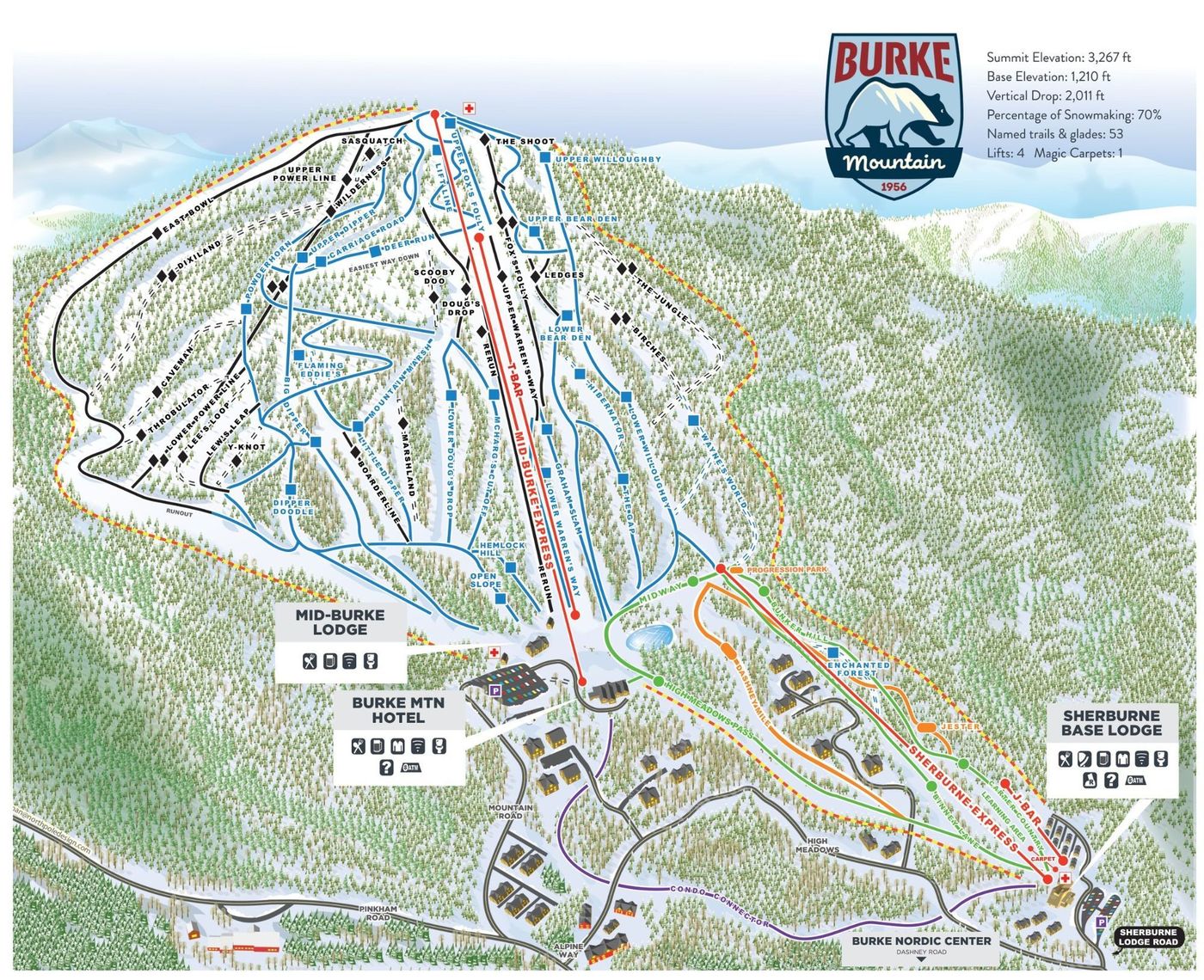 piste map for Burke Mountain