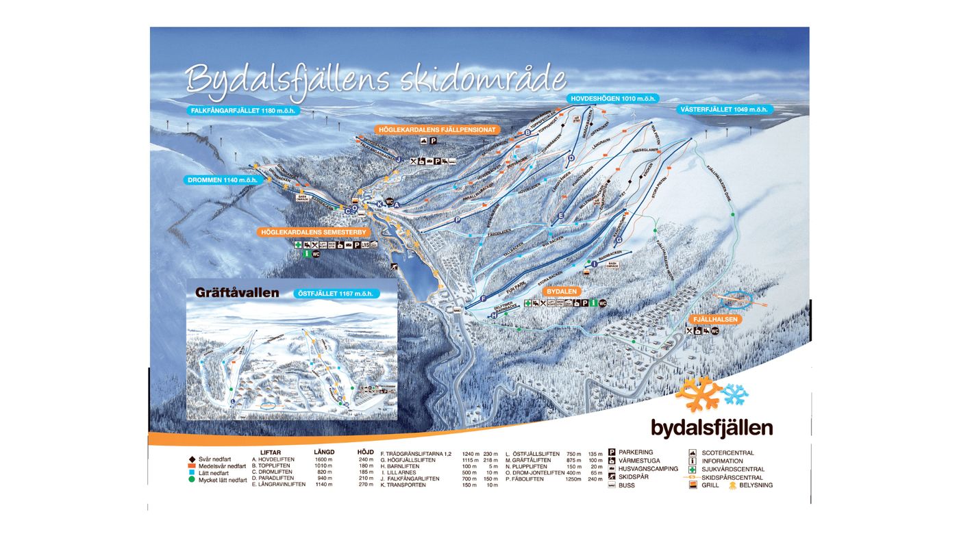 piste map for Bydalsfjällen