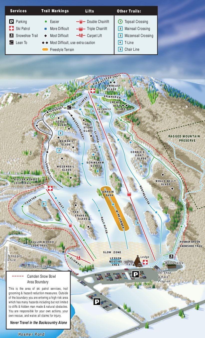 piste map for Camden Snow Bowl