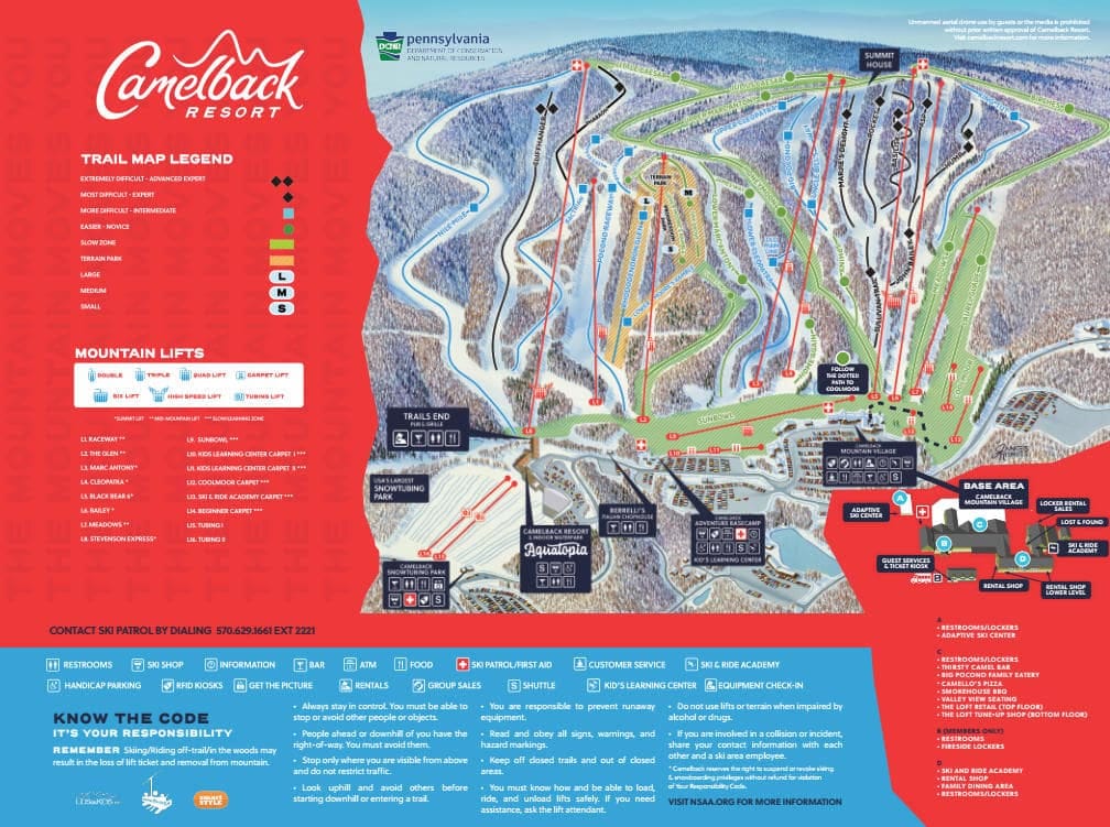 piste map for Camelback Mountain Resort