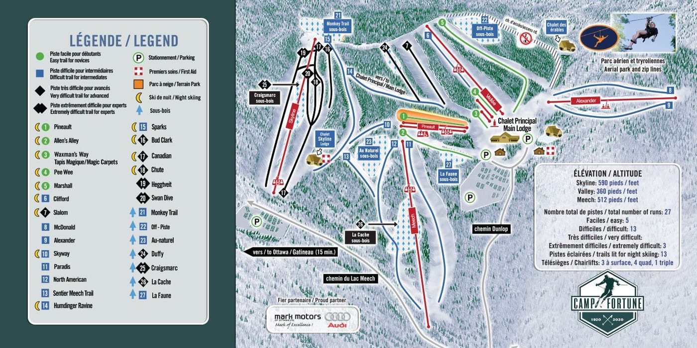 piste map for Camp Fortune