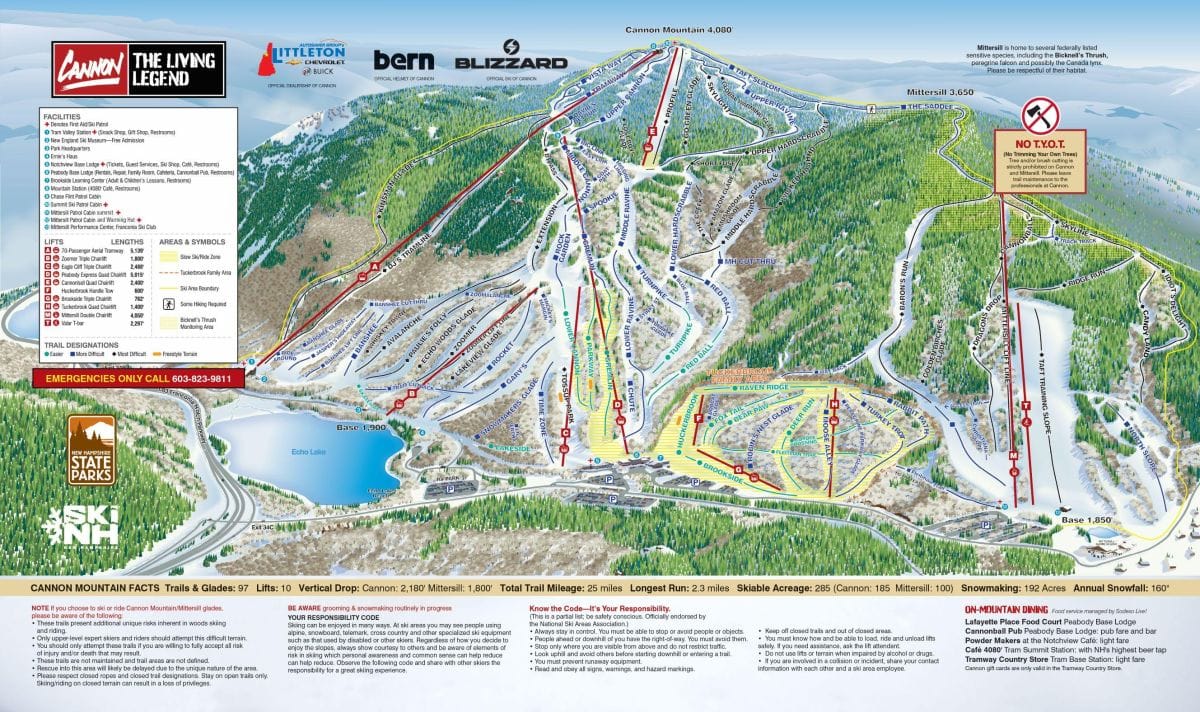 piste map for Cannon Mountain
