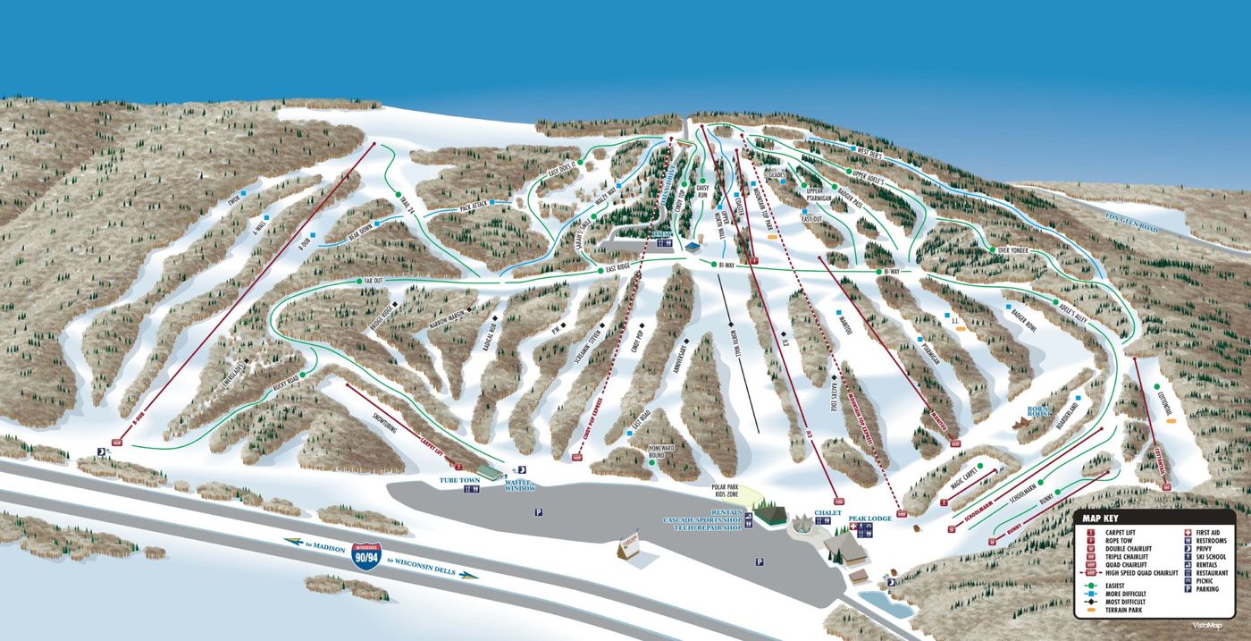piste map for Cascade Mountain