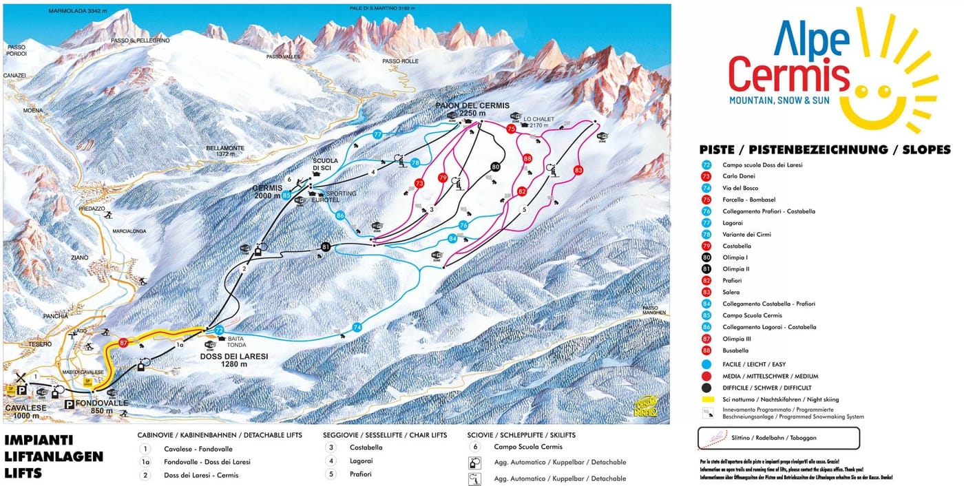 piste map for Cavalese - Alpe Cermis