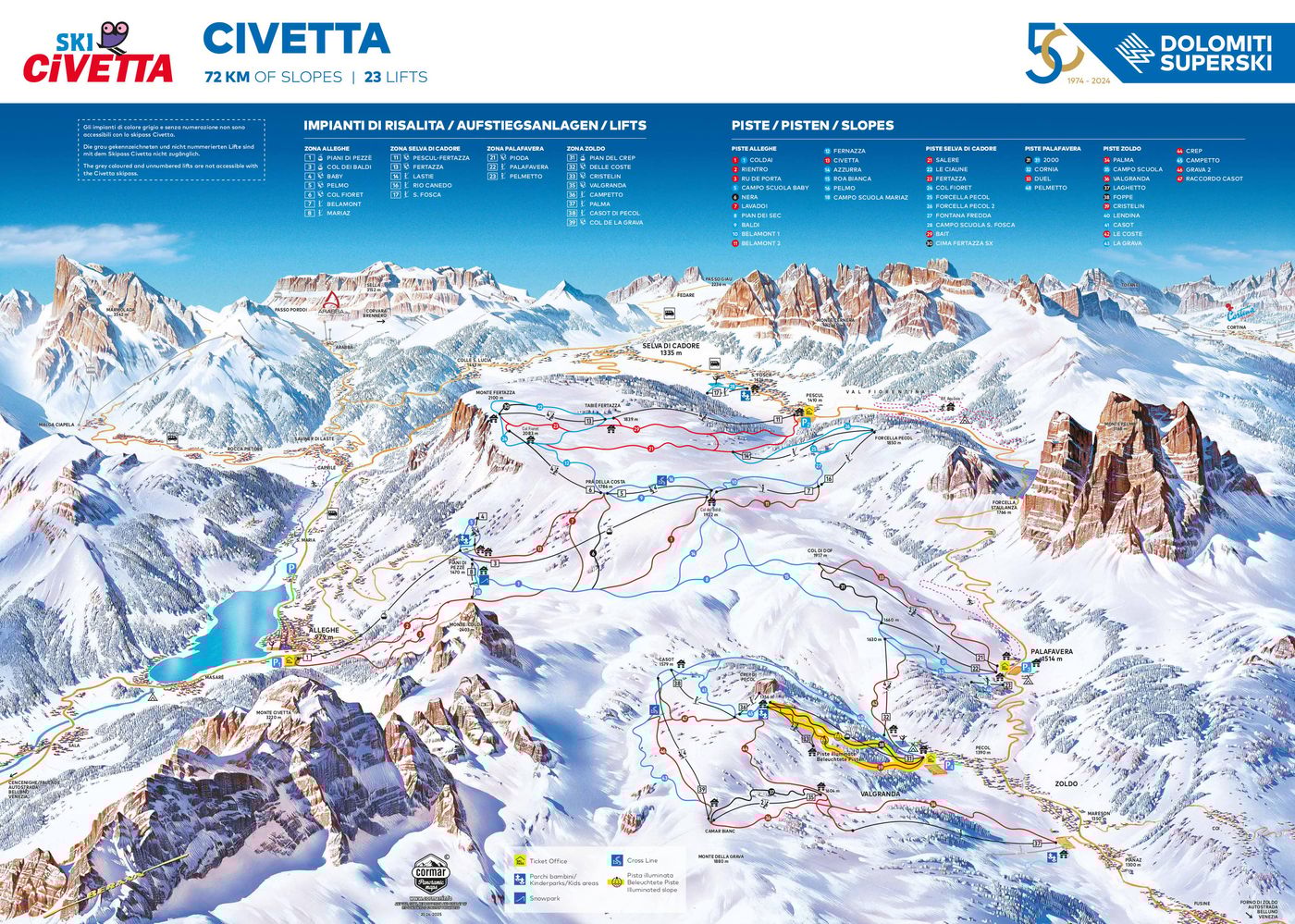 piste map for Comprensorio Ski Civetta