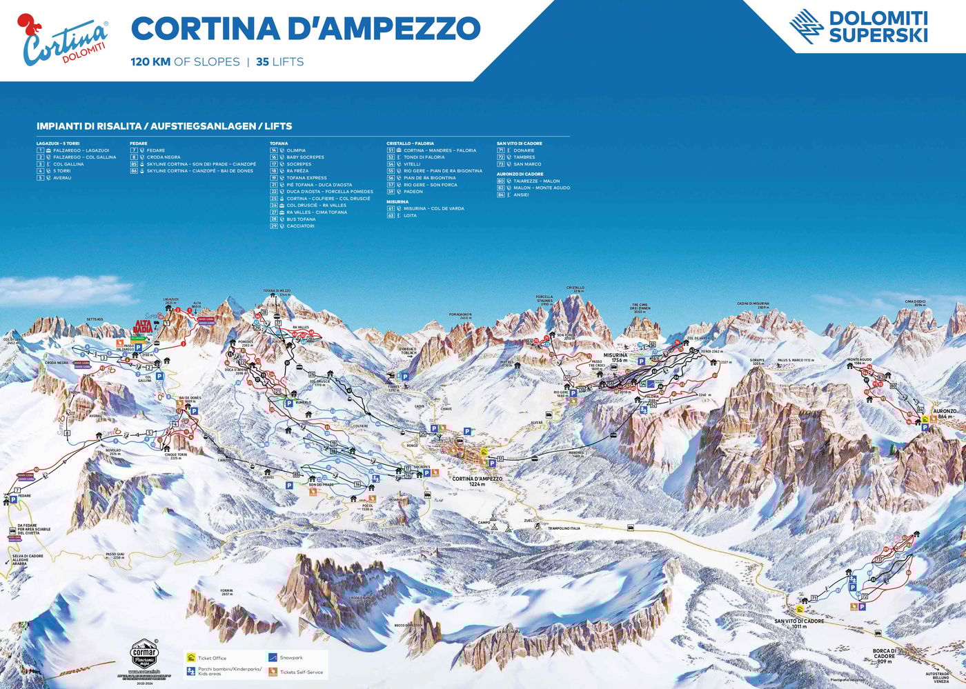 piste map for Cortina d'Ampezzo