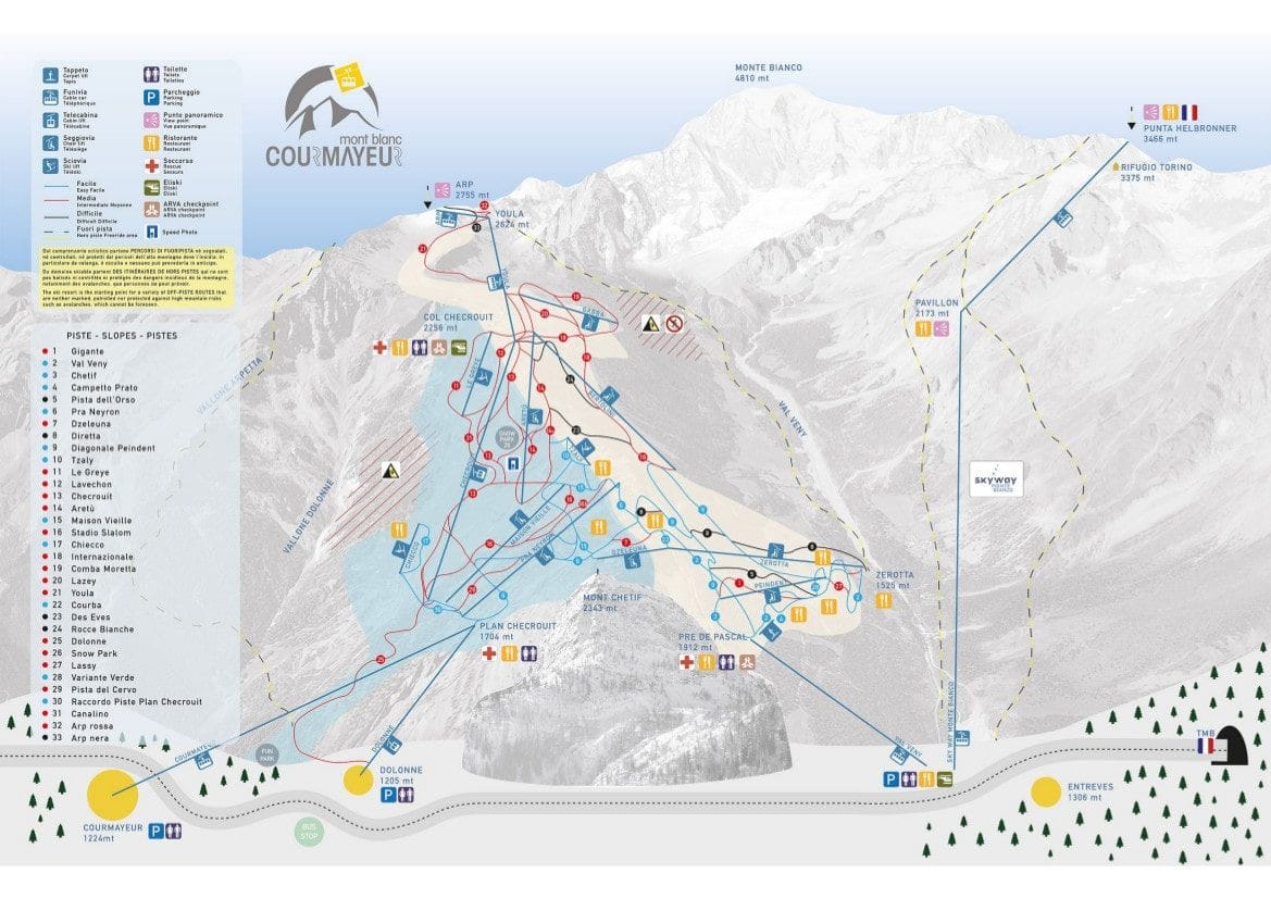 piste map for Courmayeur