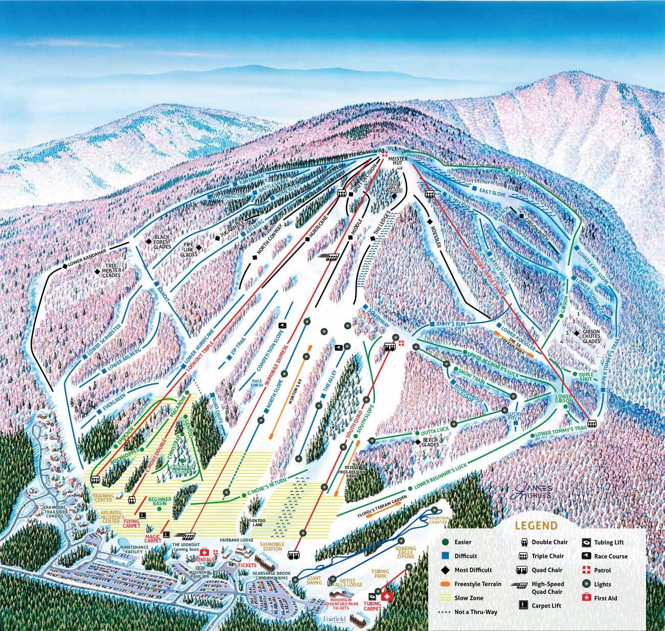 piste map for Cranmore Mountain Resort