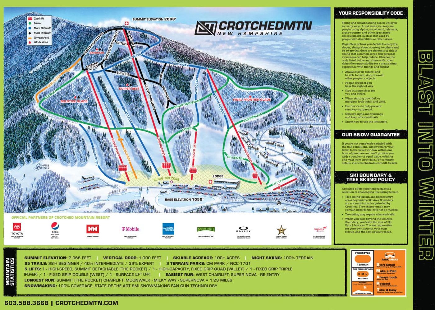 piste map for Crotched Mountain