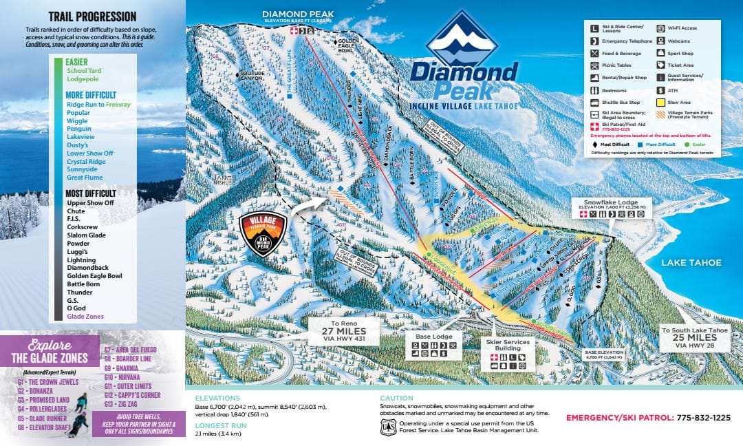 piste map for Diamond Peak